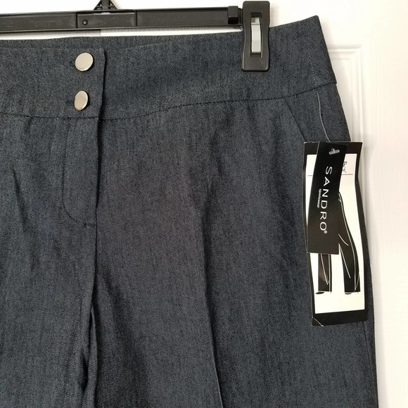Sandro Dark Blue Straight Leg Pants - Picture 2 of 4